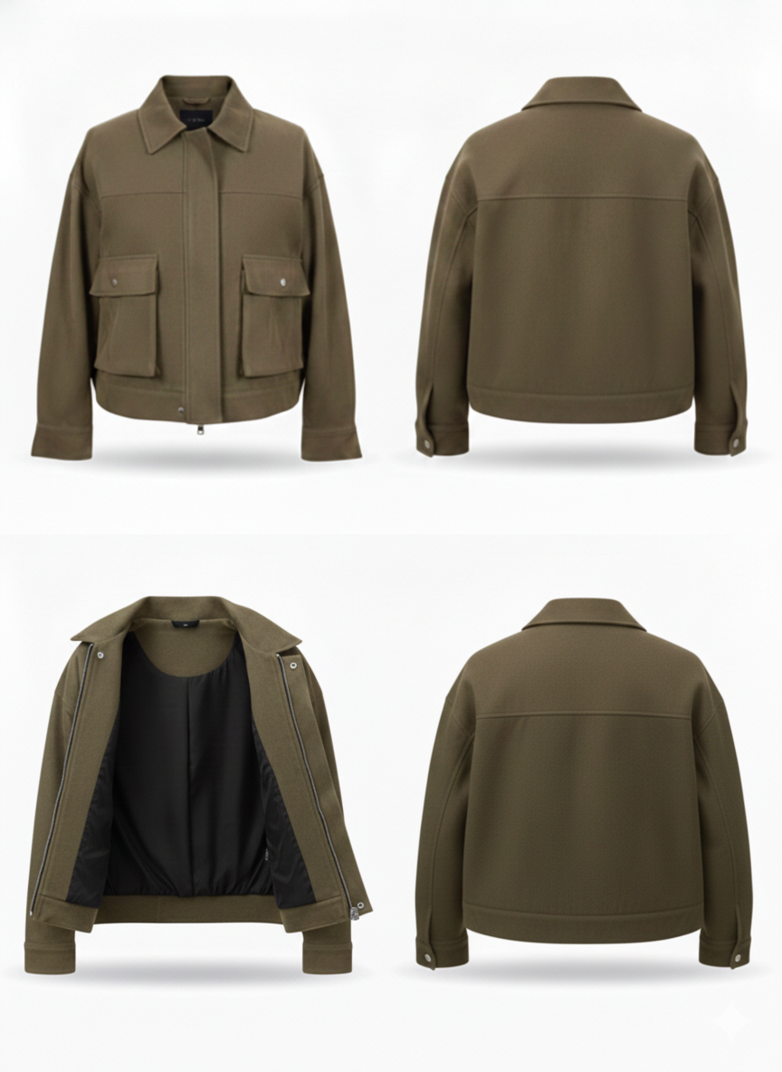 The Olive Suede-Touch Cropped Jacket