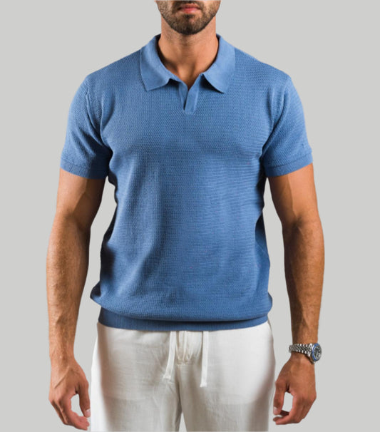 Blue Knit Polo T-Shirt