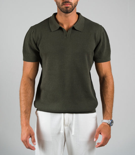 Olive Knit Polo T-Shirt