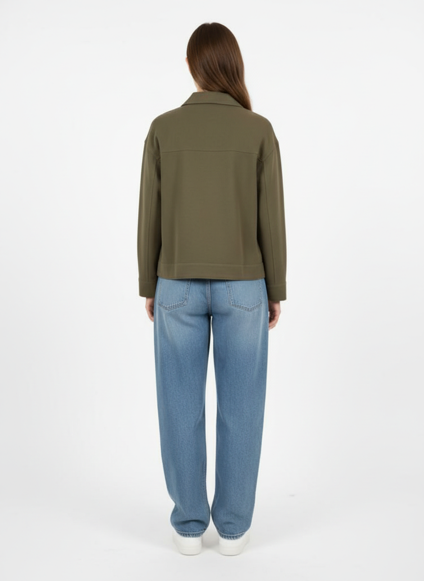 The Olive Suede-Touch Cropped Jacket