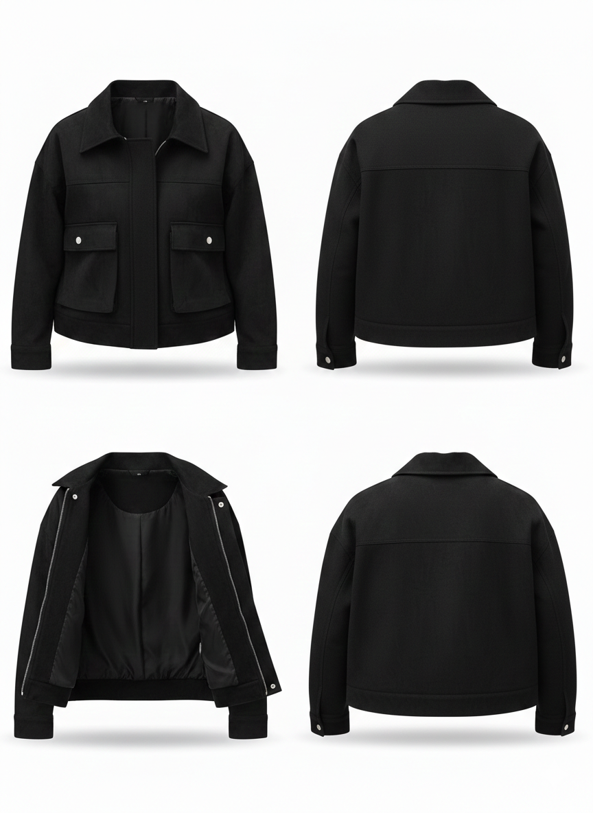 The Black Suede-Touch Cropped Jacket