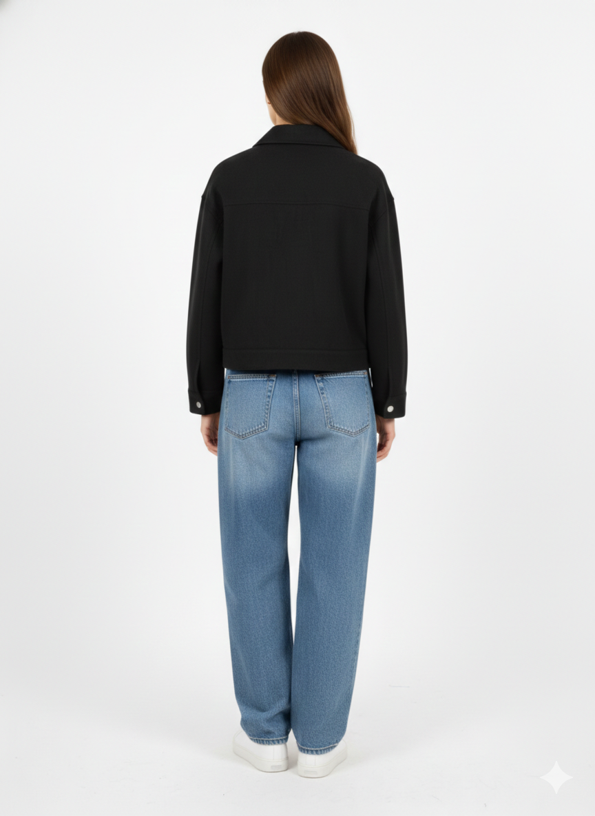 The Black Suede-Touch Cropped Jacket