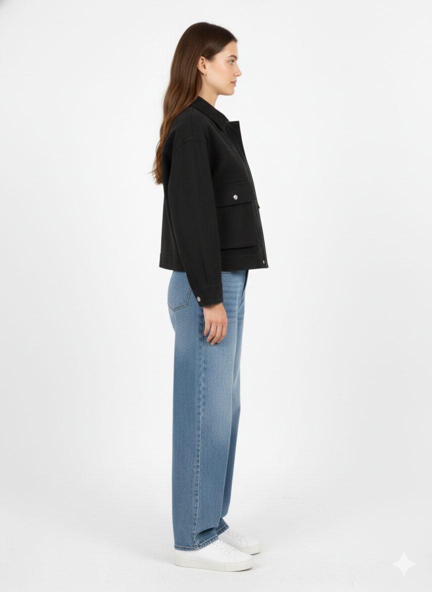 The Black Suede-Touch Cropped Jacket
