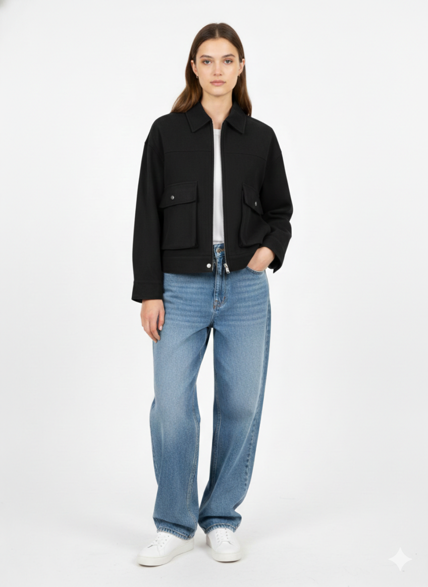 The Black Suede-Touch Cropped Jacket